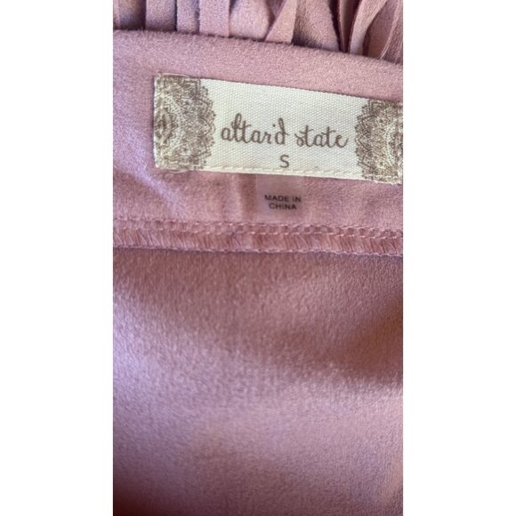 Altard State Cowgirl Pink Farah Fringe Faux Suede High Waist Mini Skirt Small - Picture 5 of 6